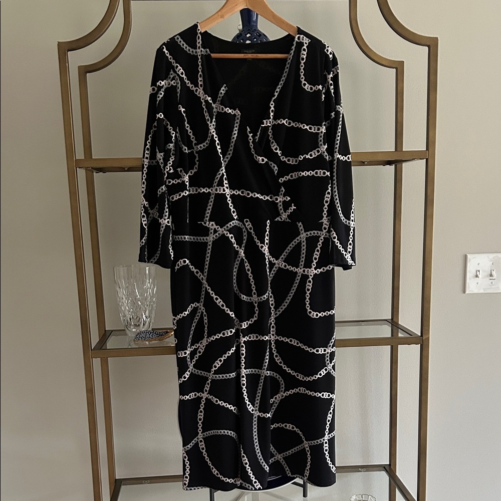 Ann Taylor Elegant Black Chain Print Dress